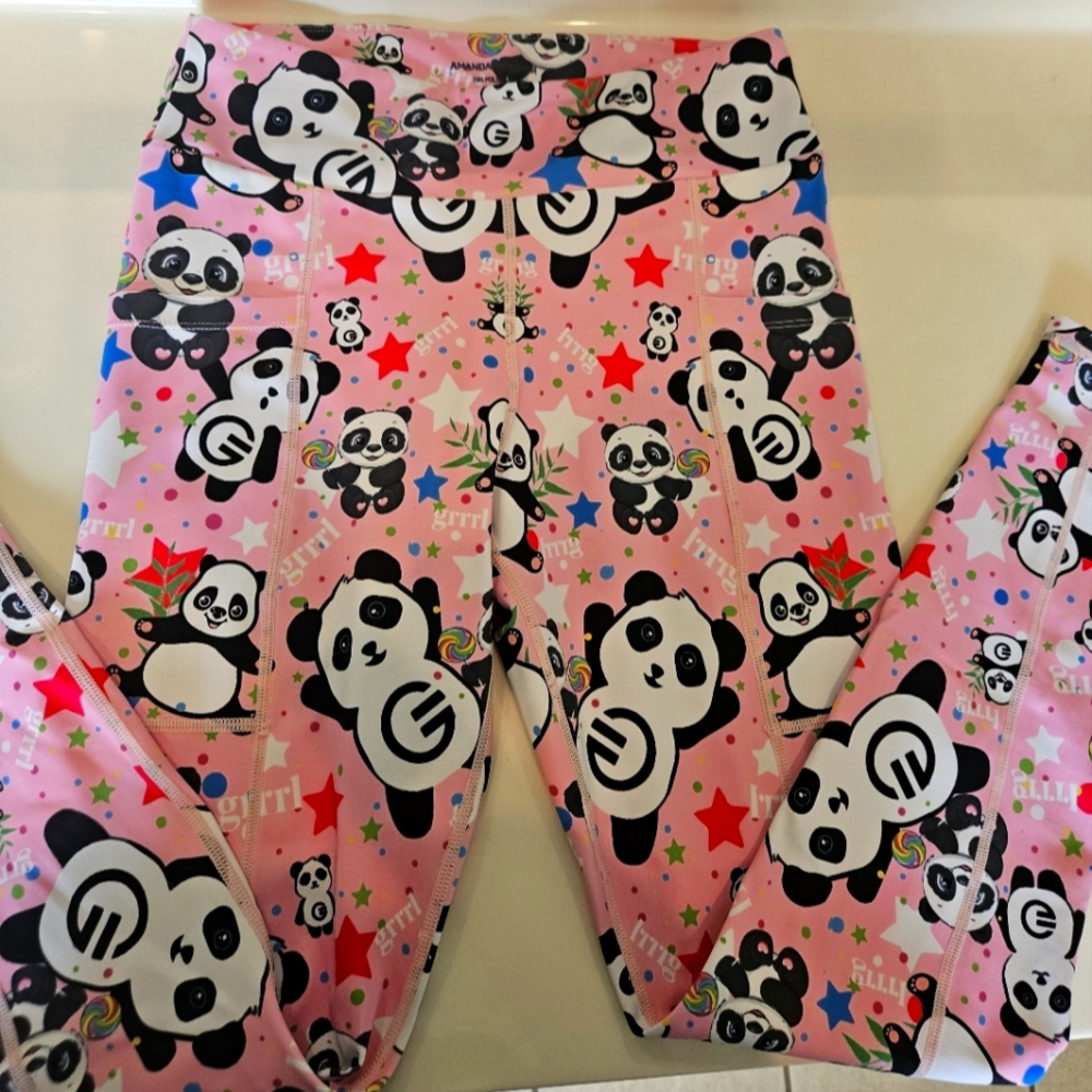 Grrrl Pink Panda Print Leggings